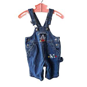 Vintage Baby Mickey & Co Denim Embroidered Overalls 3-6 Months